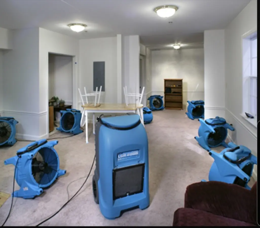 Air movers and dehumidifier setup for Water Extraction & Removal in Beckley